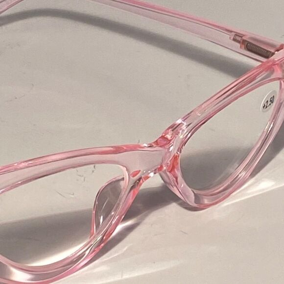 1129 Emma Cateye Reading Glasses 2.50 Clear Pink Readers NWT - Picture 8 of 10